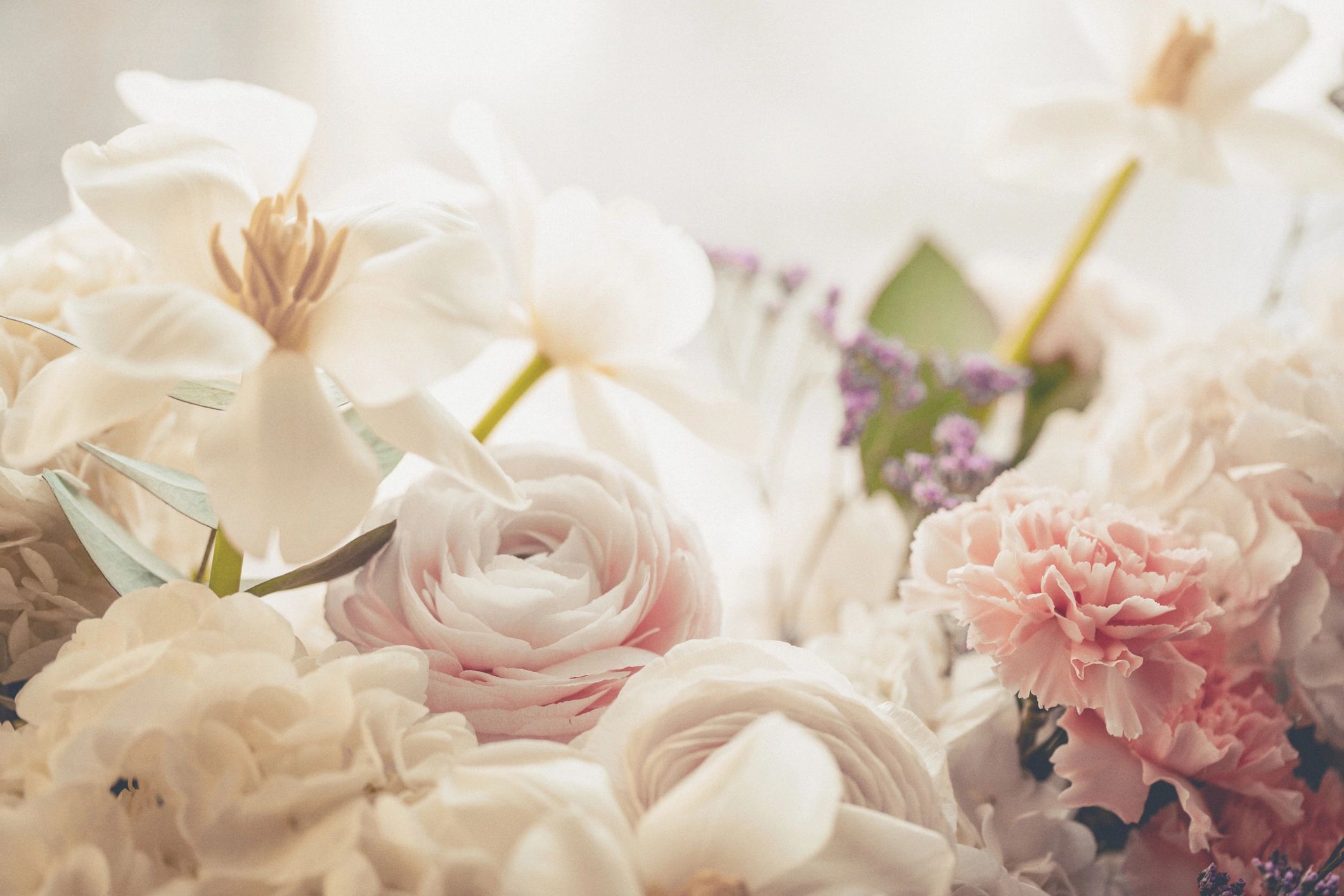 Close-up floral arrangement for a memorial tribute