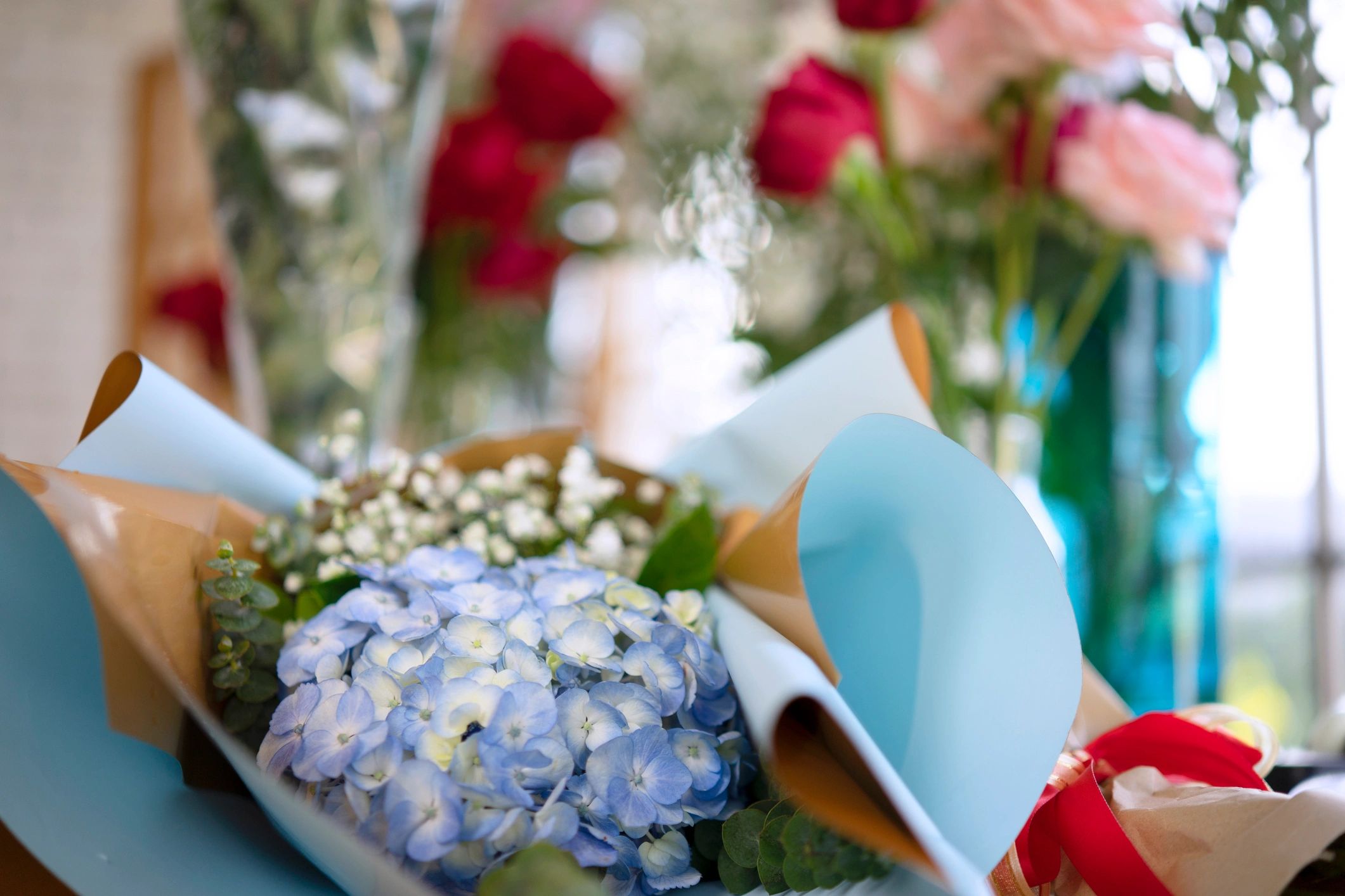 Memorial care team preparing floral arrangements